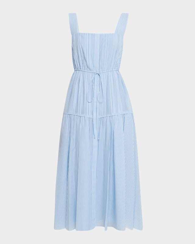 Reina Striped Cotton-Silk Midi Dress